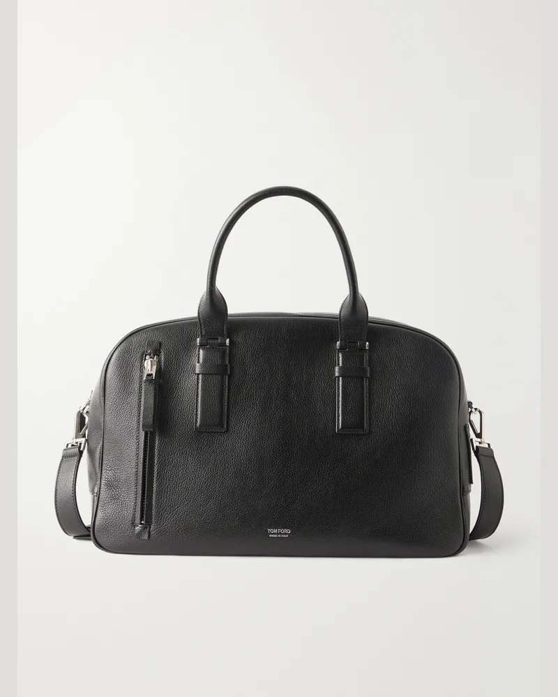 Tom Ford Victor Full-Grain Leather Weekend Bag Black
