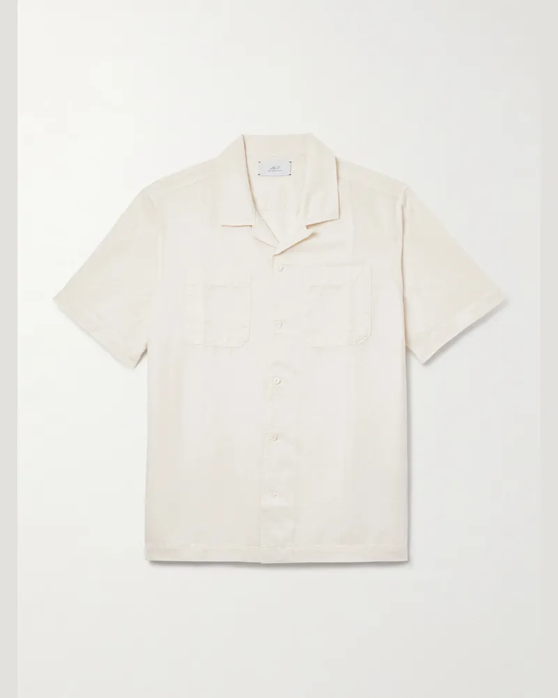MR P. Hemd aus Twill aus einer Baumwoll-Leinenmischung mit Reverskragen Neutral