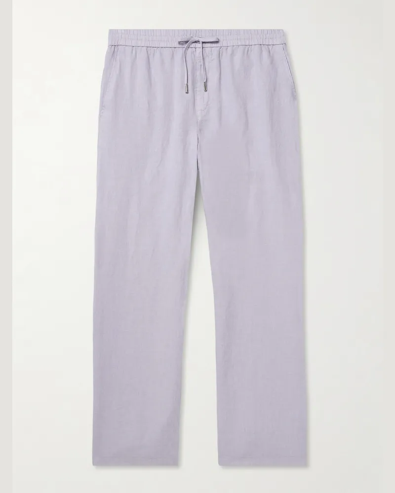 MR P. Edward Straight-Leg Garment-Dyed Linen Drawstring Trousers Purple