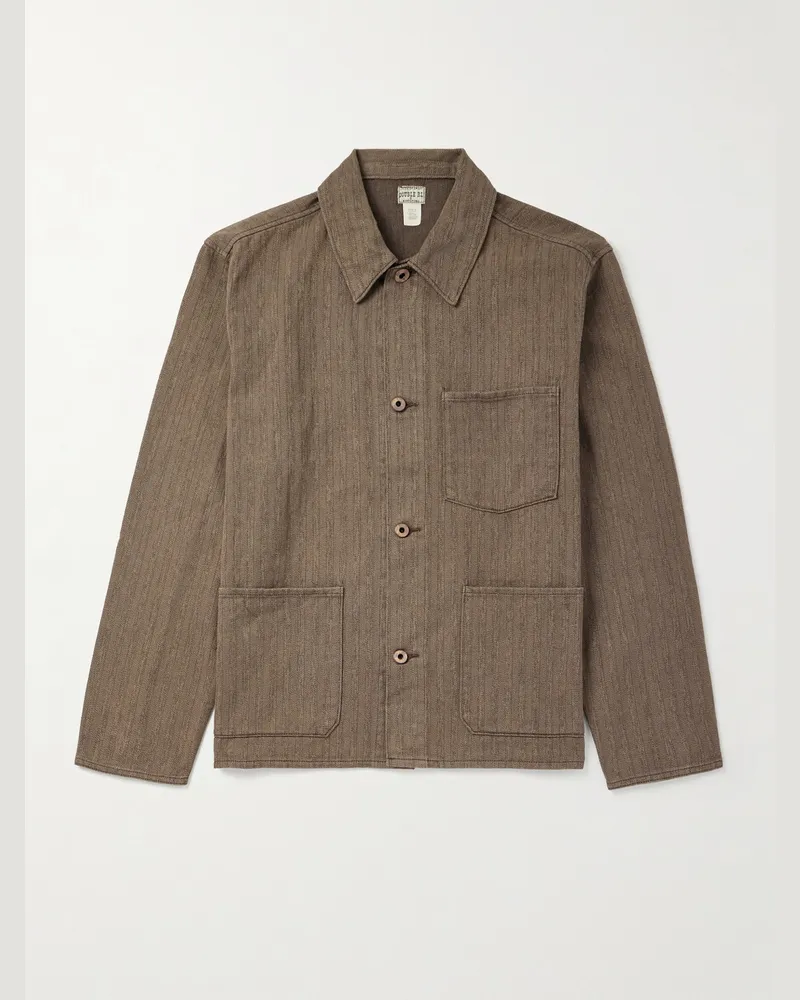 RRL Waterford Hemdjacke aus Baumwolle mit Fischgratmuster Braun