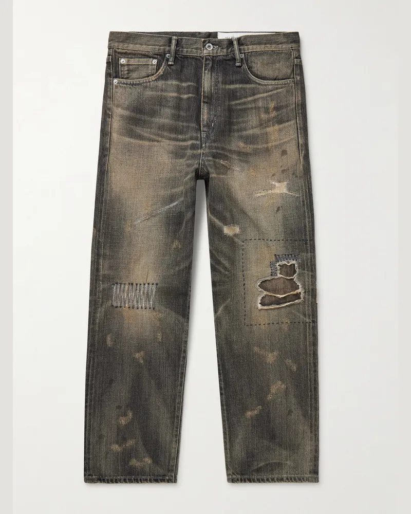 Neighborhood Savage gerade geschnittene Jeans in Distressed-Optik Schwarz