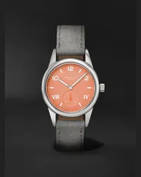 NOMOS Glashütte Club Campus 38,5 mm Uhr aus Edelstahl mit Handaufzug und Velourslederarmband, Ref.-Nr.: 725 Pink