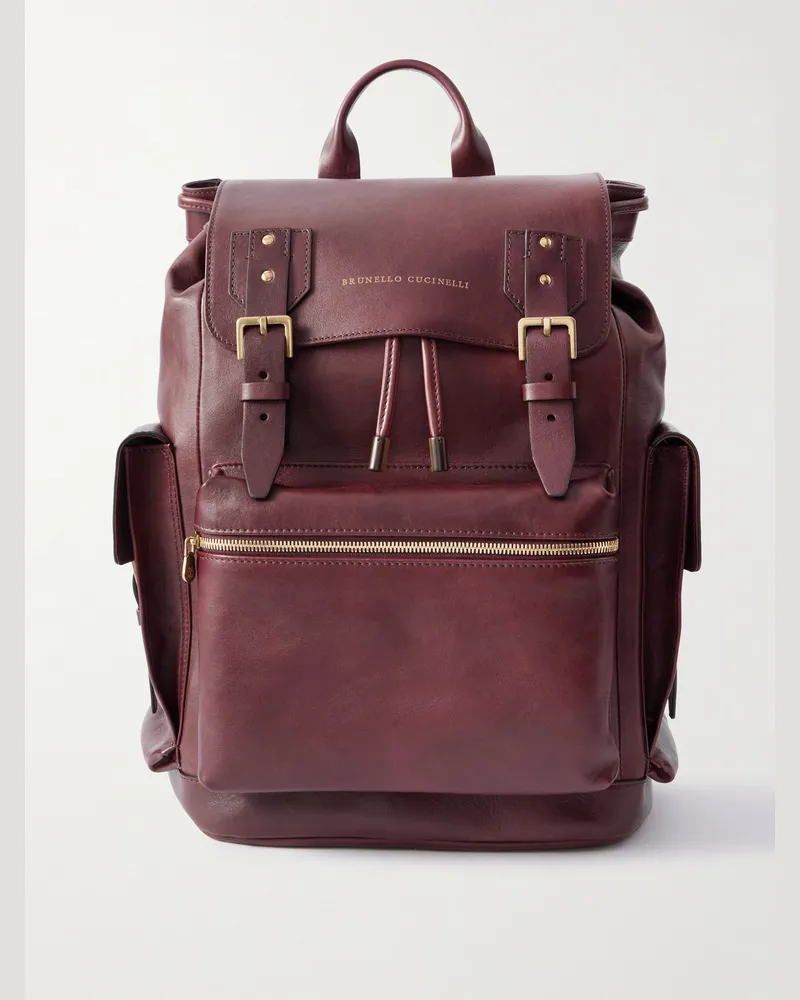 Brunello Cucinelli Leather Backpack Burgundy