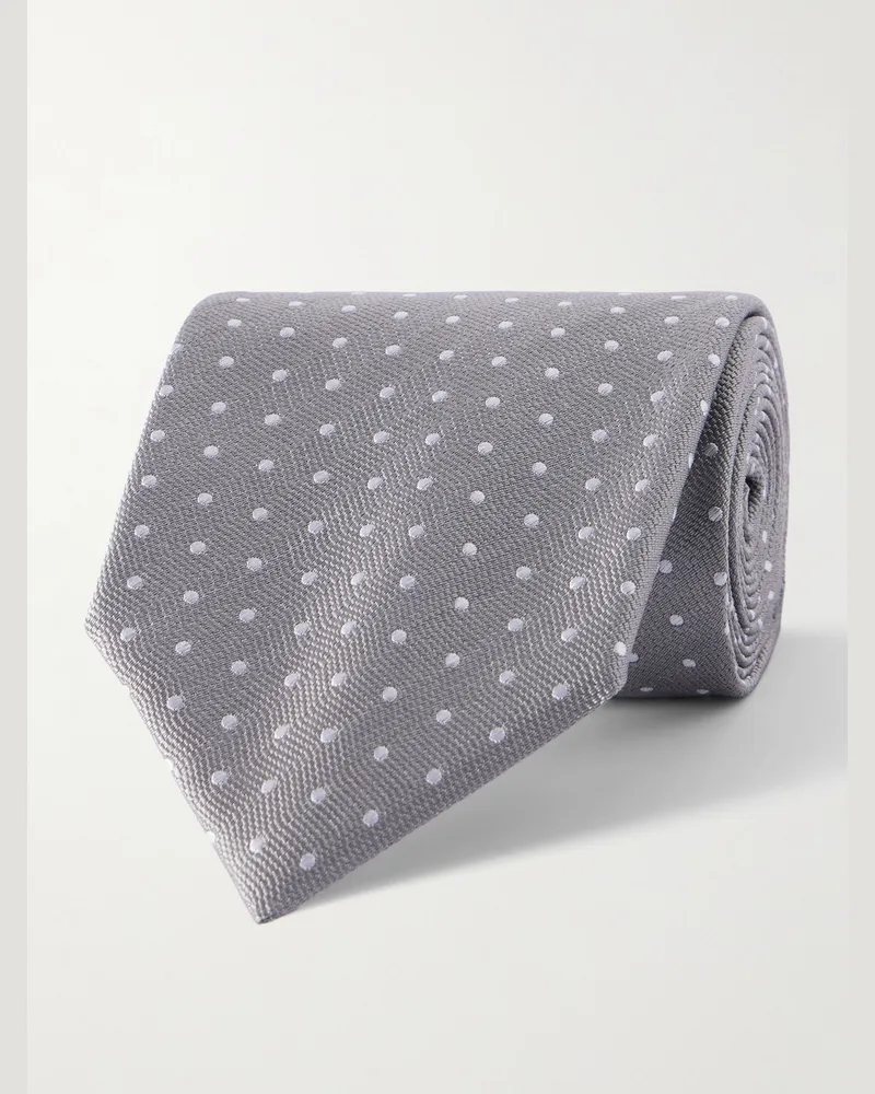 Tom Ford 8cm Polka-Dot Silk Tie Gray