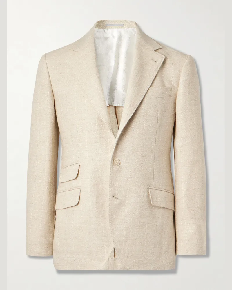 Brunello Cucinelli Sakko aus Bouclé mit Nadelstreifen Neutral