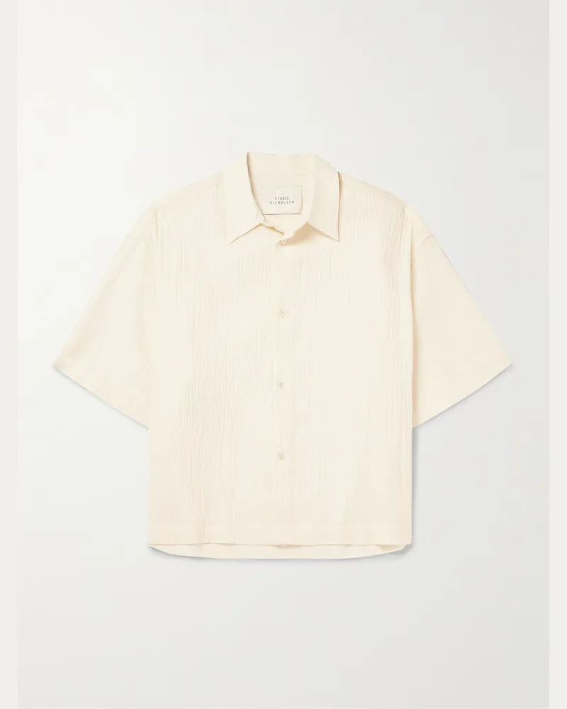 Studio Nicholson Sanko Hemd aus Seersucker aus einer Baumwollmischung Neutral