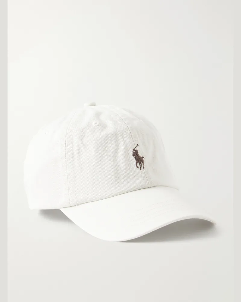 Ralph Lauren Logo-Embroidered Cotton-Twill Baseball Cap White
