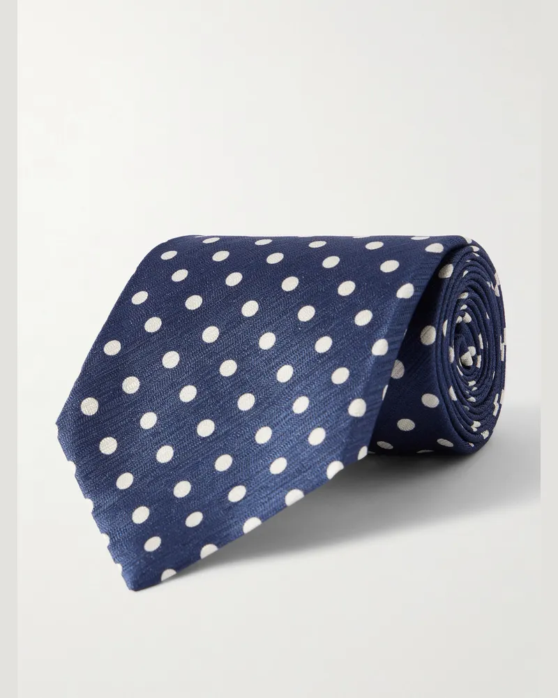 Tom Ford 8cm Polka-Dot Silk-Jacquard Tie Blue