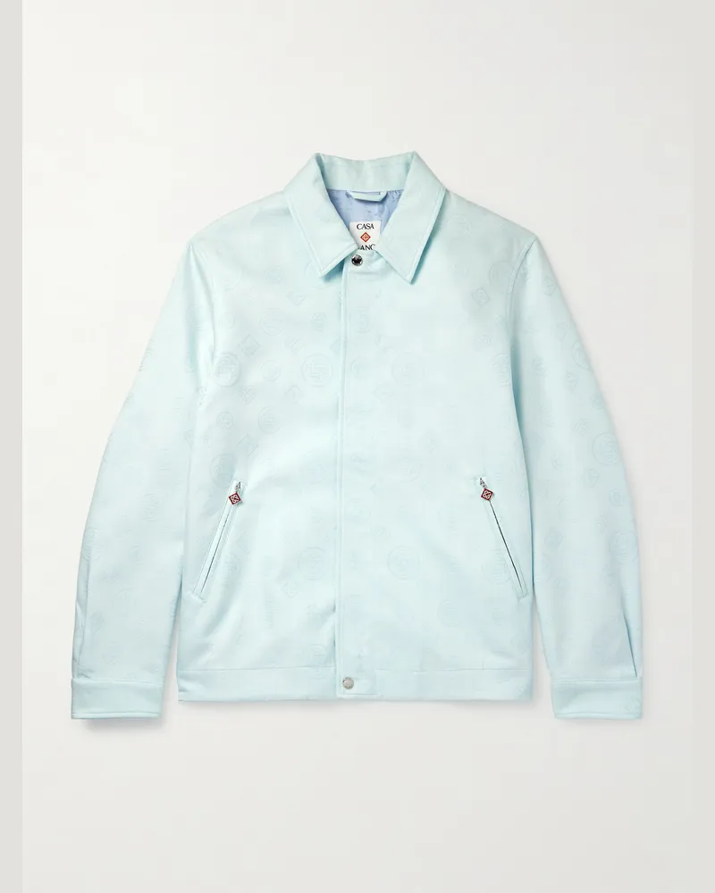 Casablanca Paris Blouson aus Baumwoll-Jacquard mit Logomuster Blau