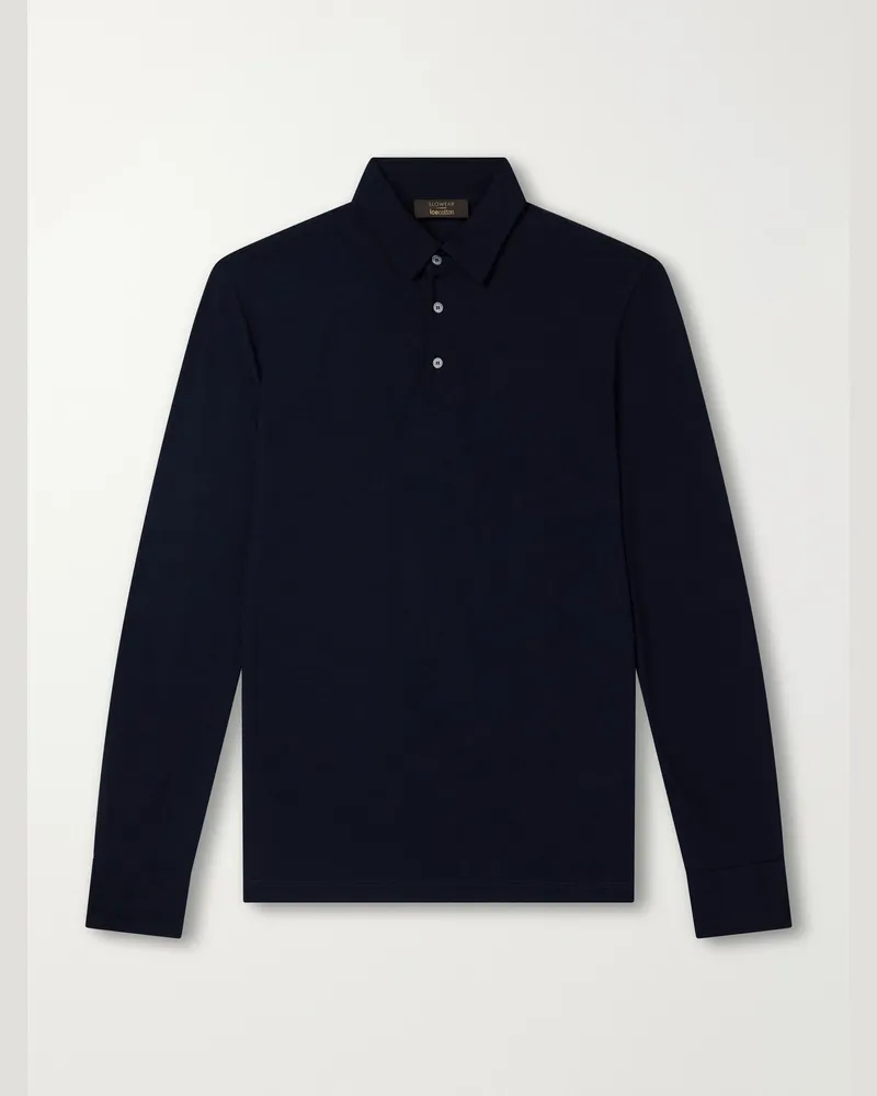 Slowear Zanone Slim-Fit IceCotton Piqué Polo Shirt Blue