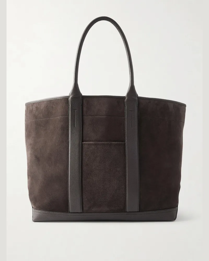 Tom Ford Leather-Trimmed Suede Weekend Bag Brown