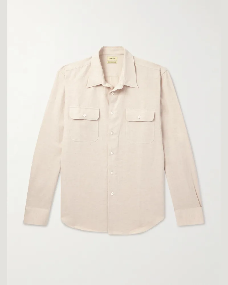 De Bonne Facture Hemd aus Gabardine aus einer Baumwoll-Hanfmischung Neutral