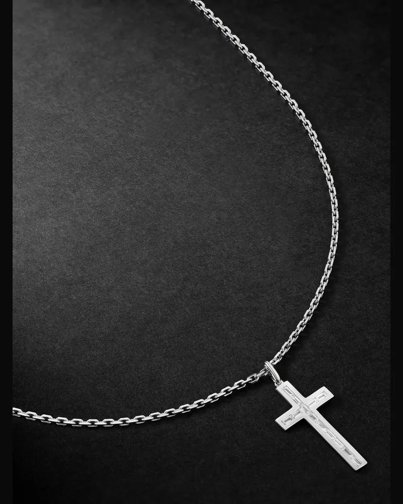 Sydney Evan White Gold Diamond Pendant Necklace Silver