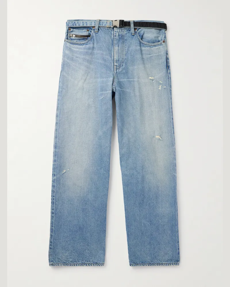 Sacai BEYONDEXX Gerade geschnittene Jeans mit Gürtel Blau