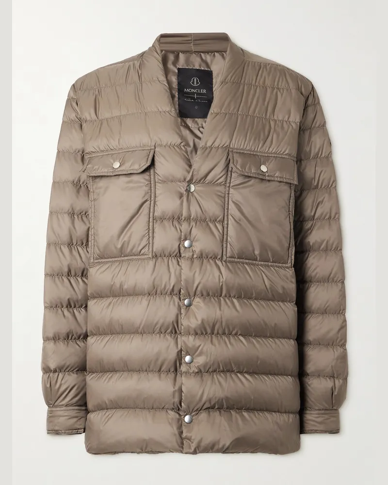 Rick Owens Moncler Daunenjacke aus gestepptem Shell Braun