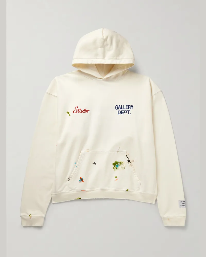 GALLERY DEPT. Studio Oversized Logo-Print Embroidered Cotton-Jersey Hoodie Neutrals