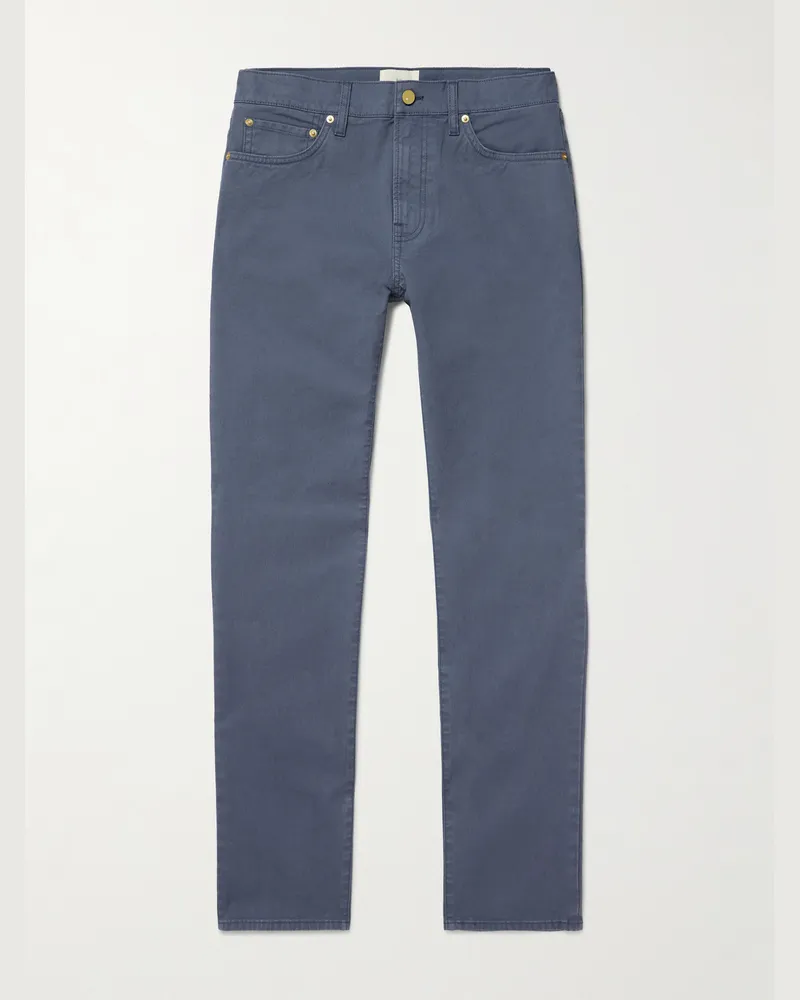 Sid Mashburn Gerade geschnittene Hose aus Twill aus einer Baumwollmischung Blau