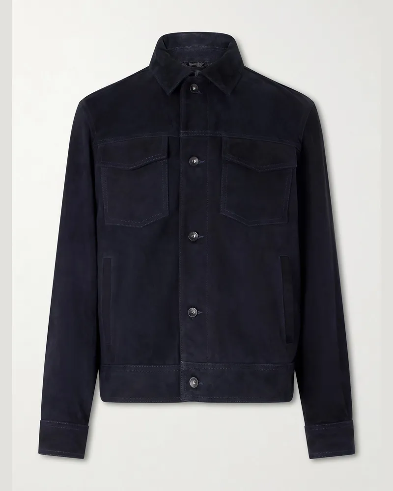 Rag & Bone Suede Trucker Jacket Blue