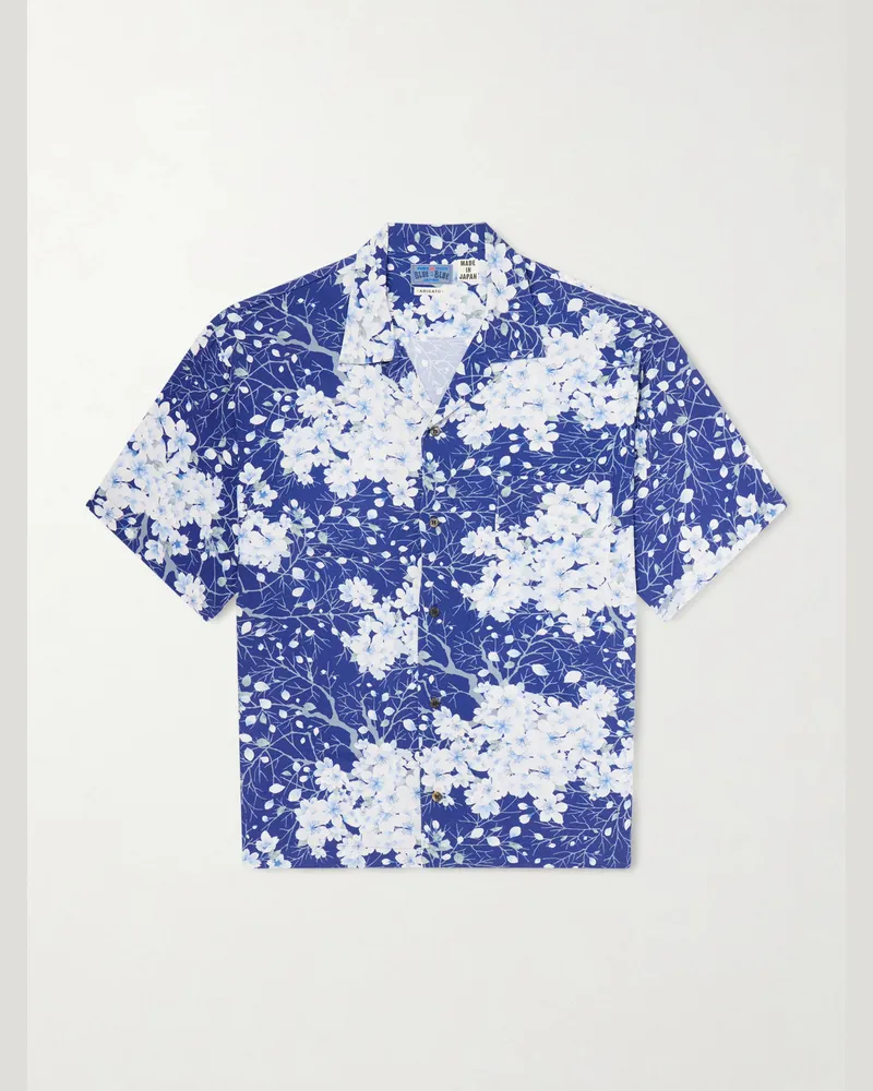 Blue Blue Japan Sakura Kaza Convertible-Collar Woven Shirt Blue