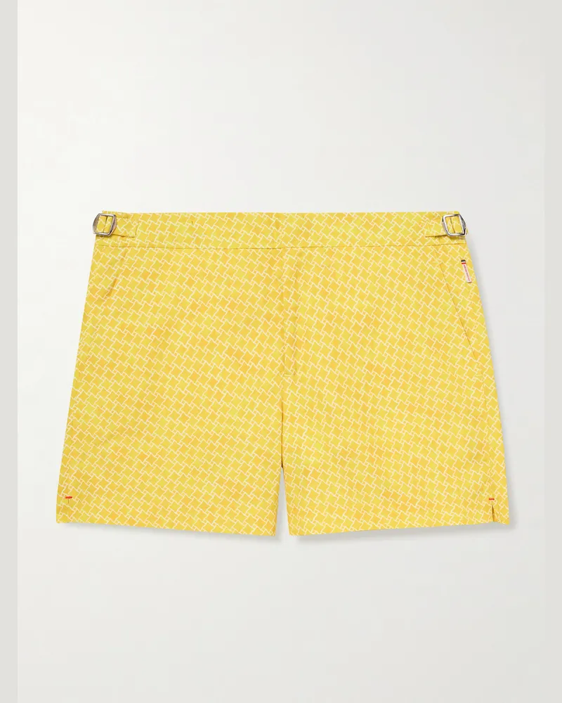 Orlebar Brown Setter schmal geschnittene mittellange Badeshorts aus recyceltem Material mit Print Gelb