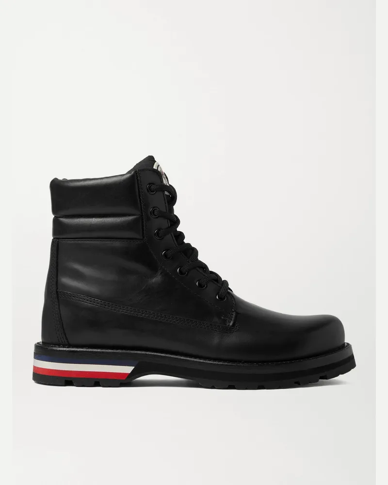 Moncler Vancouver Wanderschuhe aus Leder mit Streifen Schwarz