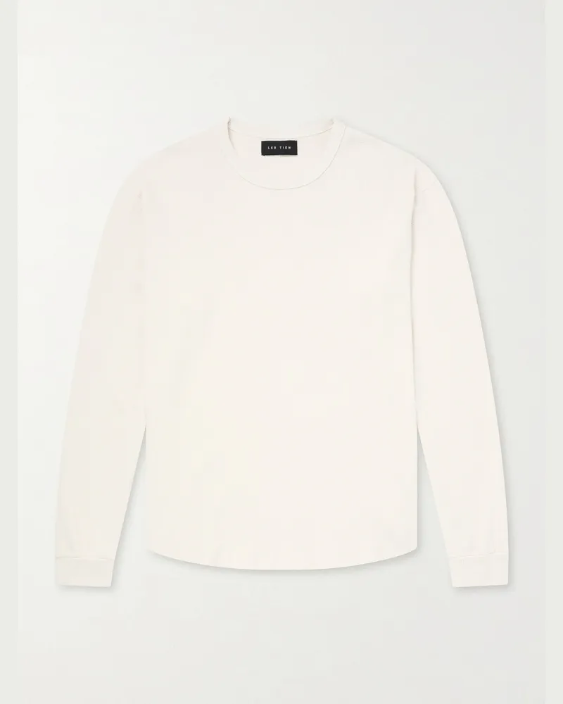 LES TIEN Thermal Baseball Cotton-Jersey Hem Tee Neutrals