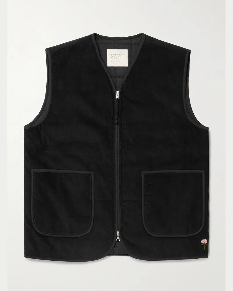 KARDO Chota Embroidered Cotton-Corduroy Gilet Black