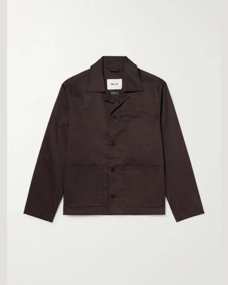 NN 07 Morgan 10021 Stretch Organic Cotton-Gabardine Blouson Jacket Brown
