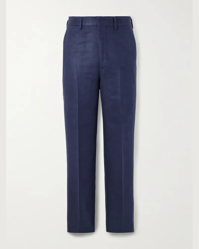 Gabriela Hearst Harold Straight-Leg Brushed Silk-Felt Suit Trousers Blue