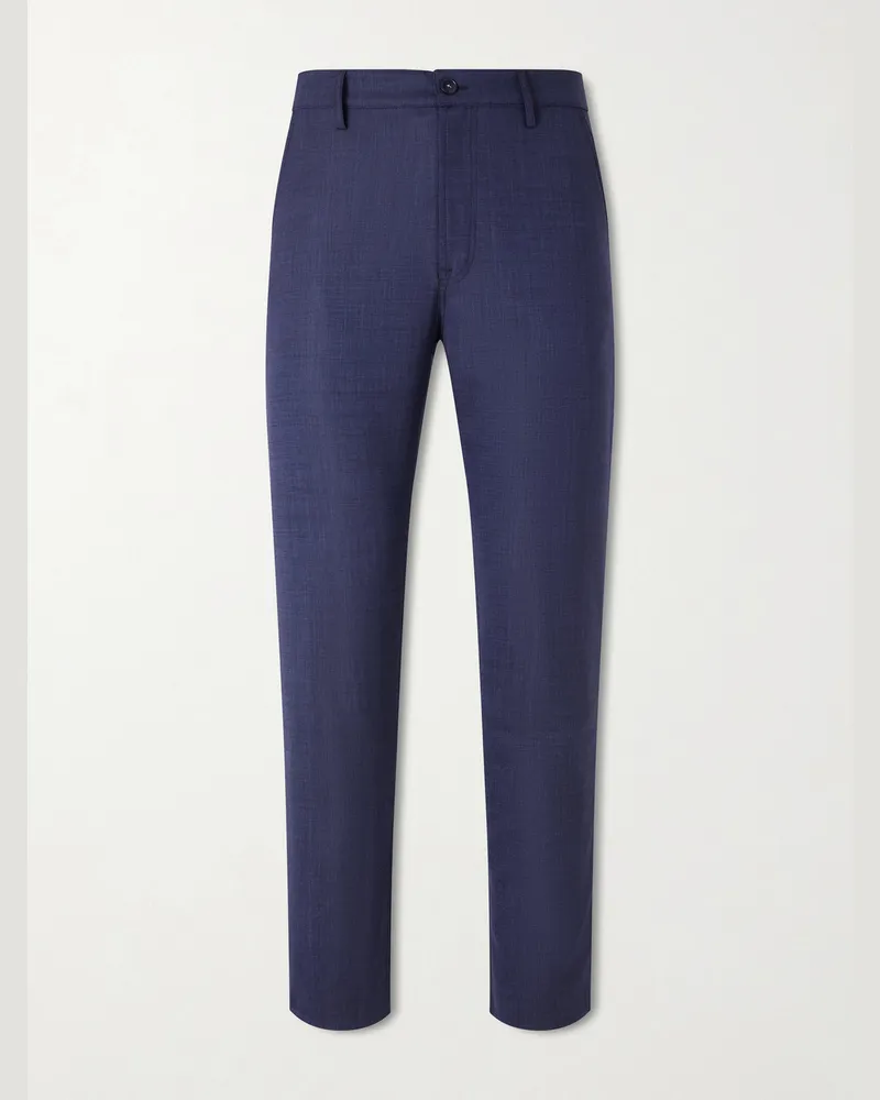 Canali Slim-Fit Tapered Wool-Blend Chinos Blue