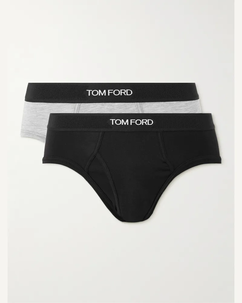 Tom Ford Two-Pack Stretch-Cotton and Modal-Blend Briefs Black