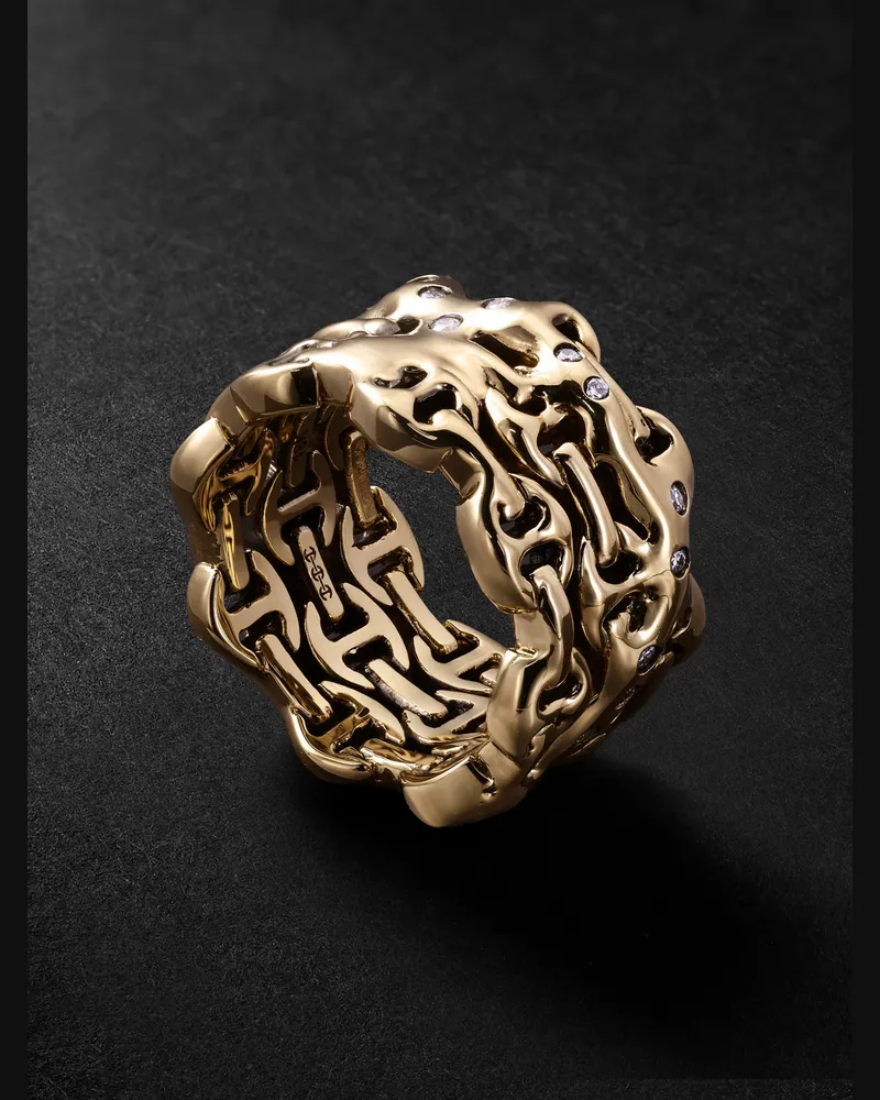 HOORSENBUHS Sacred Melted Series Ring aus 18 Karat Gold mit Diamanten Gold