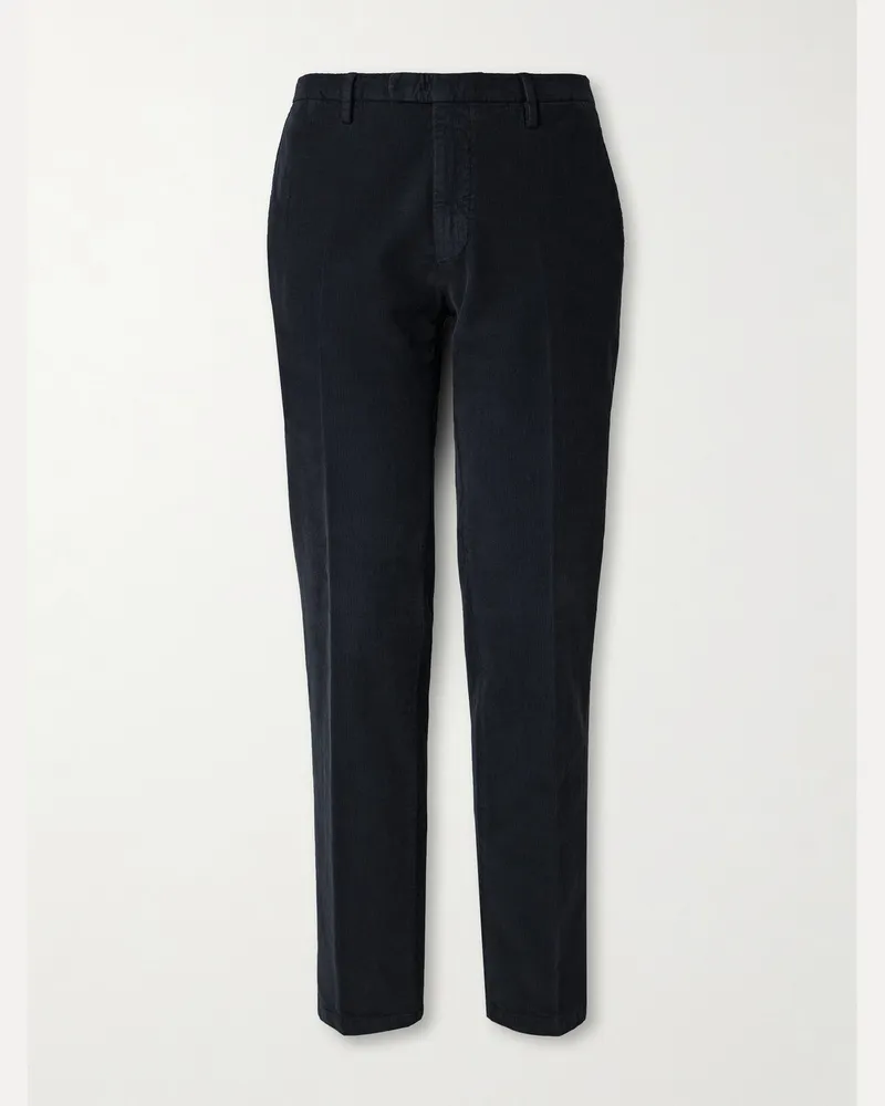 Boglioli Straight-Leg Garment-Dyed Cotton-Blend Corduroy Trousers Blue