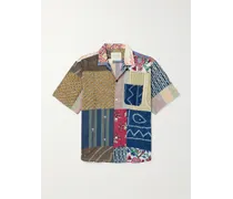 Ronen Patchwork-Hemd aus Baumwolle mit Print und wandelbarem Kragen