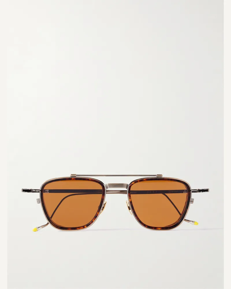 Jacques Marie Mage Ayrton Senna 1992 Sonnenbrille mit D-Rahmen aus Beta-Titan und Azetat in Schildpattoptik Gold