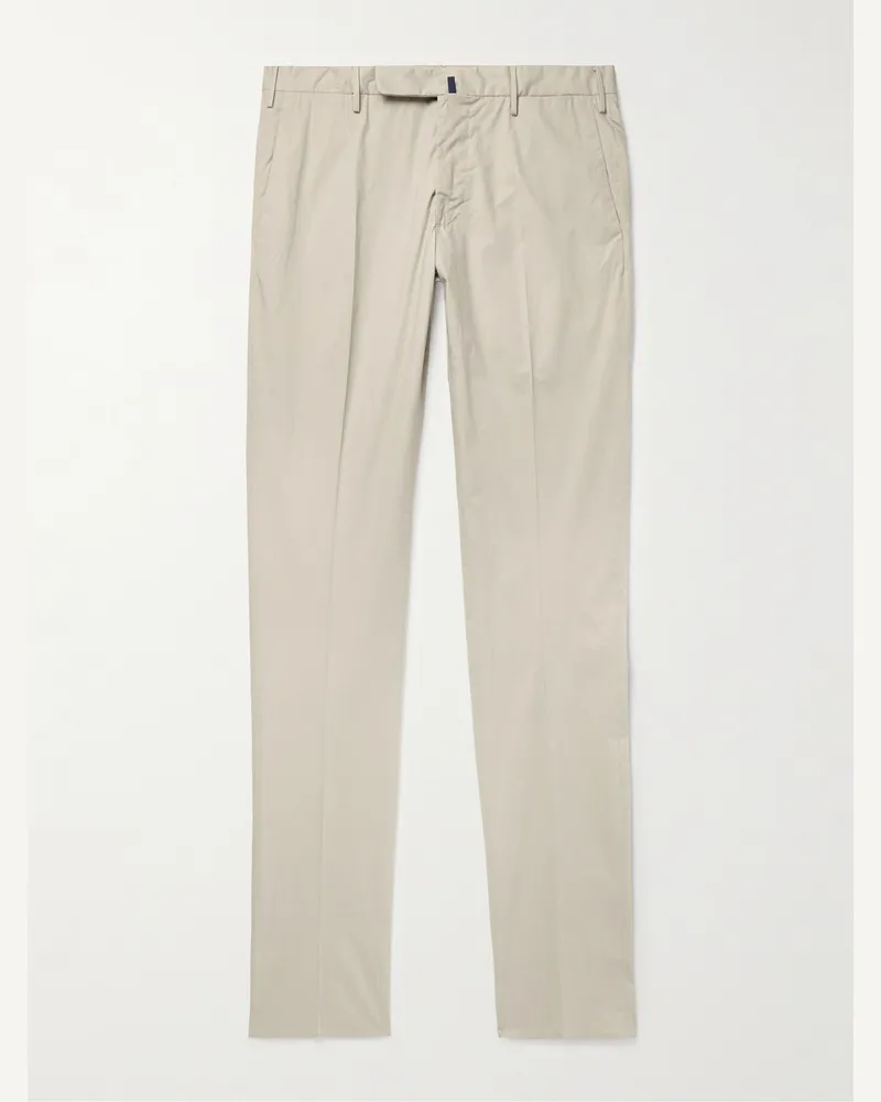 Incotex Venezia 1951 schmal geschnittene Hose aus Popeline aus einer Baumwollmischung Neutral