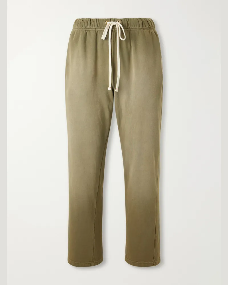 LES TIEN Straight-Leg Cotton-Jersey Sweatpants Green
