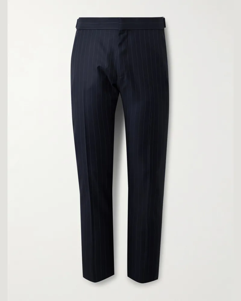 Tom Ford Dyllan Slim-Fit Pinstriped Wool-Twill Suit Trousers Blue