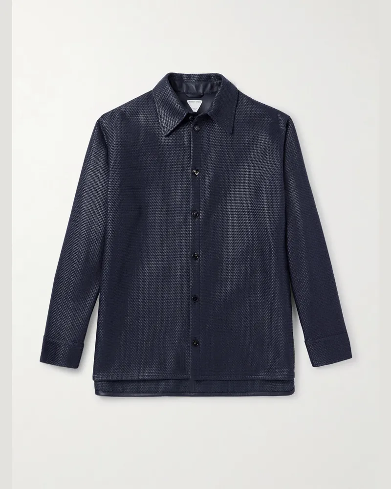 Bottega Veneta Hemd aus Intrecciato-Leder Blau