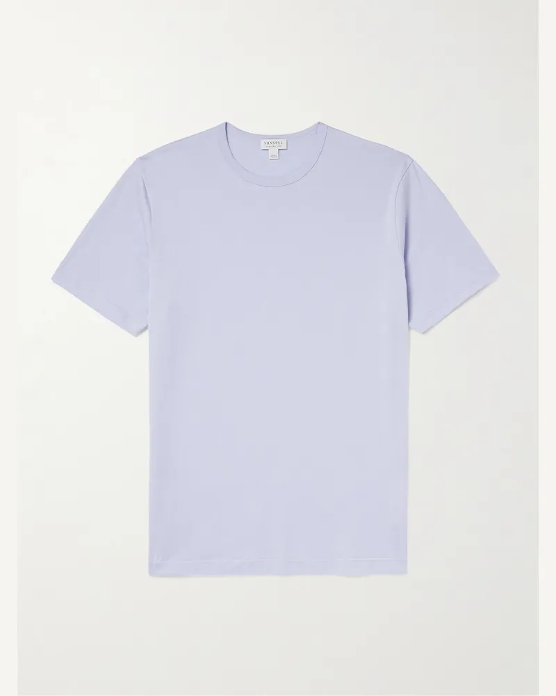 Sunspel Schmal geschnittenes T-Shirt aus Baumwoll-Jersey Lila