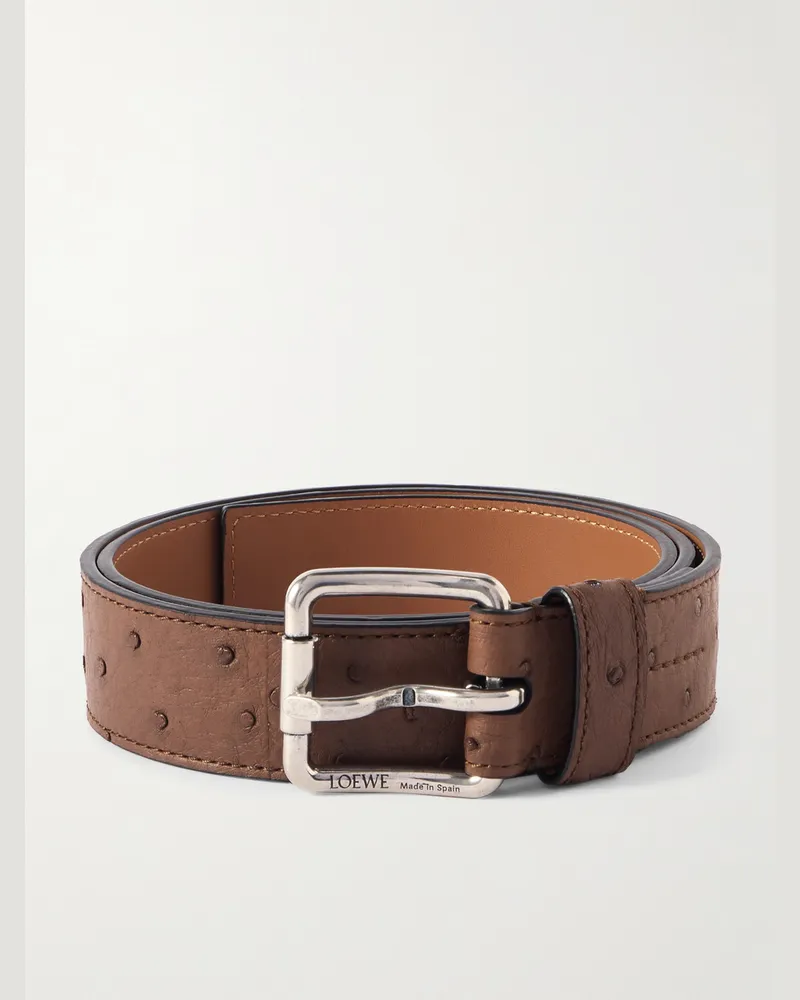 Loewe Gürtel aus Straußenleder, 3,5 cm Braun