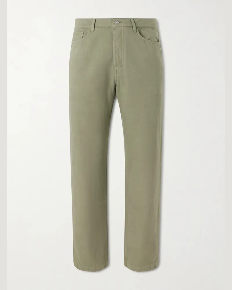 MR P. Edward Straight-Leg Linen Trousers Green