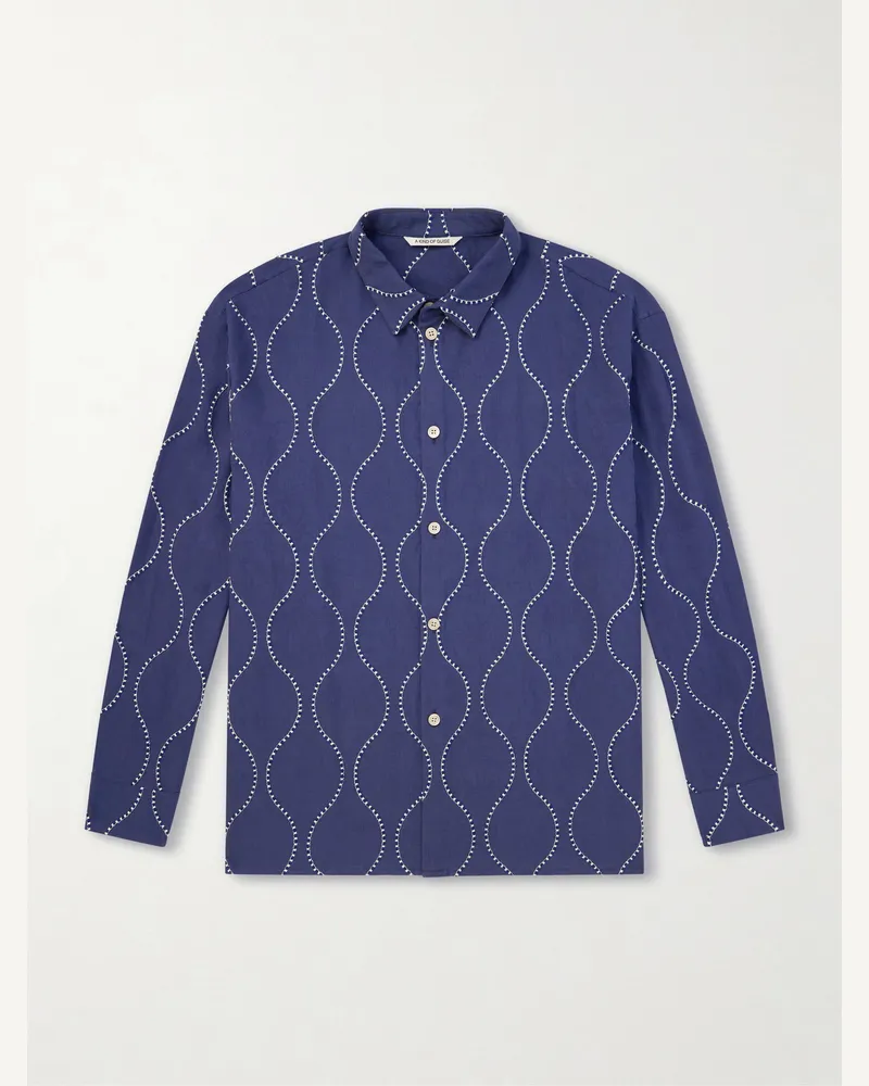 A Kind Of Guise Pino Hemd aus Baumwolle mit Stickerei Blau