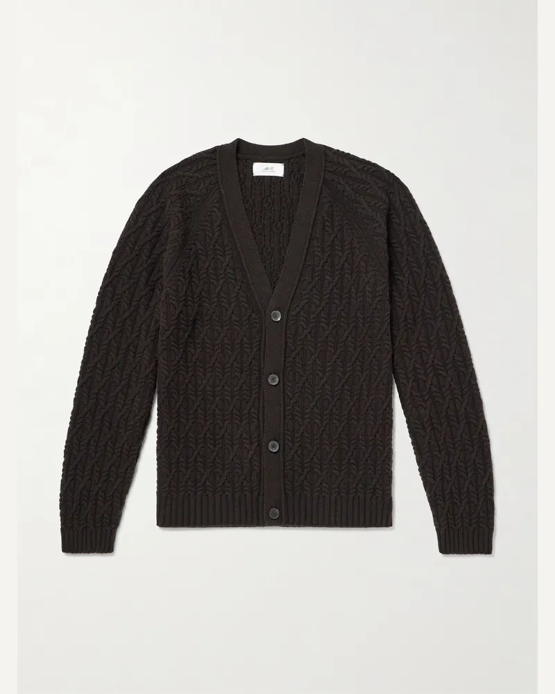 MR P. Cable-Knit Wool Cardigan Brown
