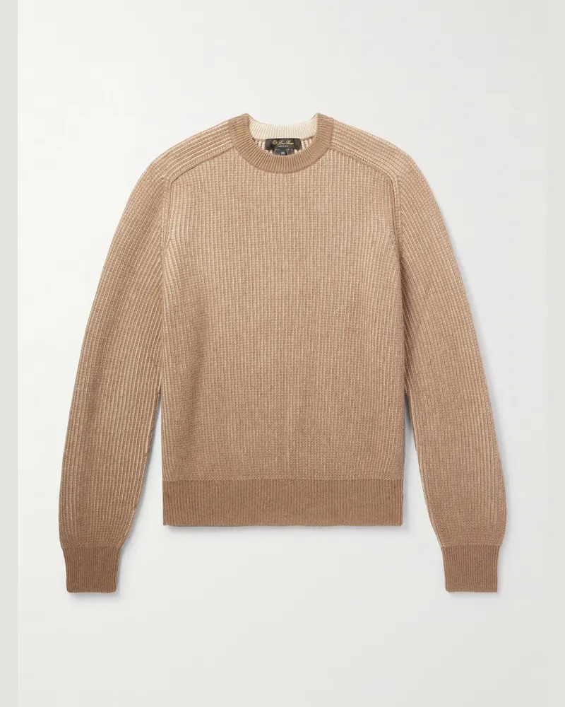 Loro Piana Col D'Olen Pullover aus Kamelhaar in Waffelstrick Neutral