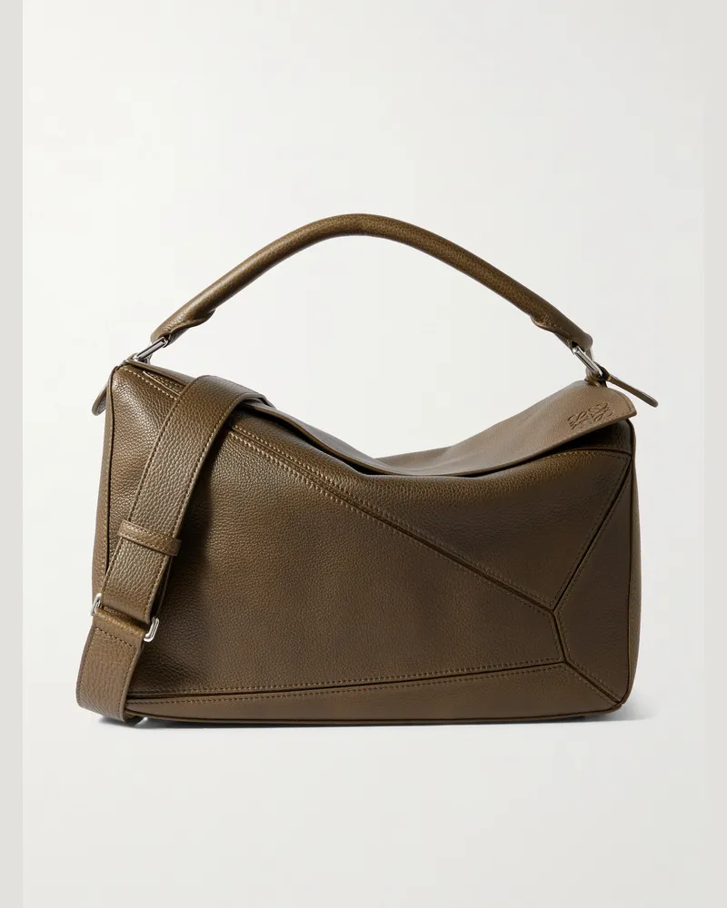 Loewe Puzzle Edge Large Umhängetasche aus vollnarbigem Leder mit Logoprägung Neutral