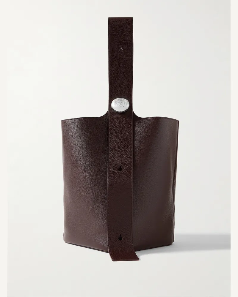 Loewe Large Pebble Leather Bucket Bag Burgundy