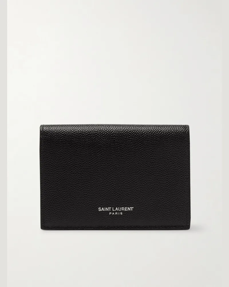 Saint Laurent Portemonnaie aus genarbtem Leder Schwarz