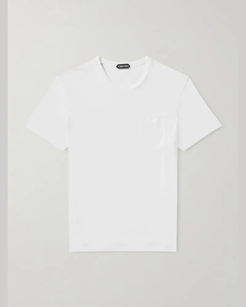 Tom Ford T-Shirt aus Jersey aus einer Baumwoll-Seidenmischung Weiß
