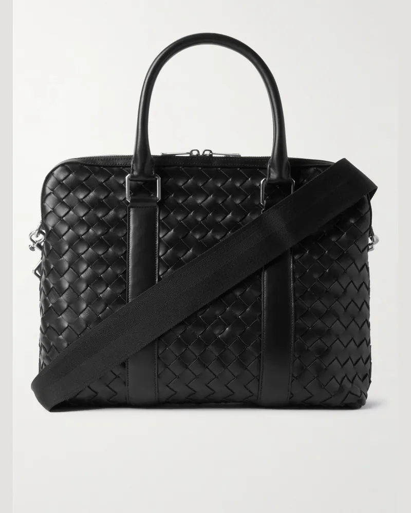 Bottega Veneta Intrecciato Leather Briefcase Black